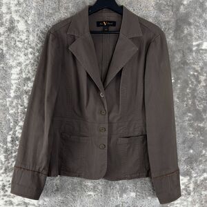 Gloria Vanderbilt Womens Size L Corduroy Blazer Jacket Brown Long Sleeve‎ Cotton